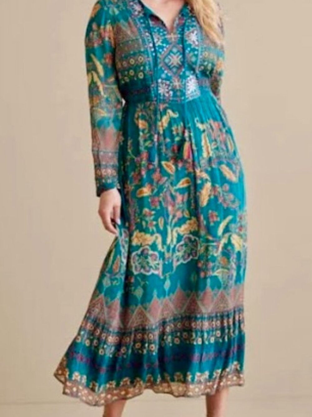 Soft Surroundings Mirapini Bohemian Maxi Dress Petite Small